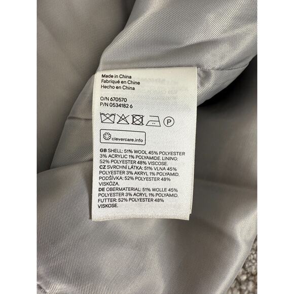 H&M Womens Size 6 Mock Neck Wool Blend Coat Grat Long Sleeve Outdoor Winter Zip - Picture 7 of 9